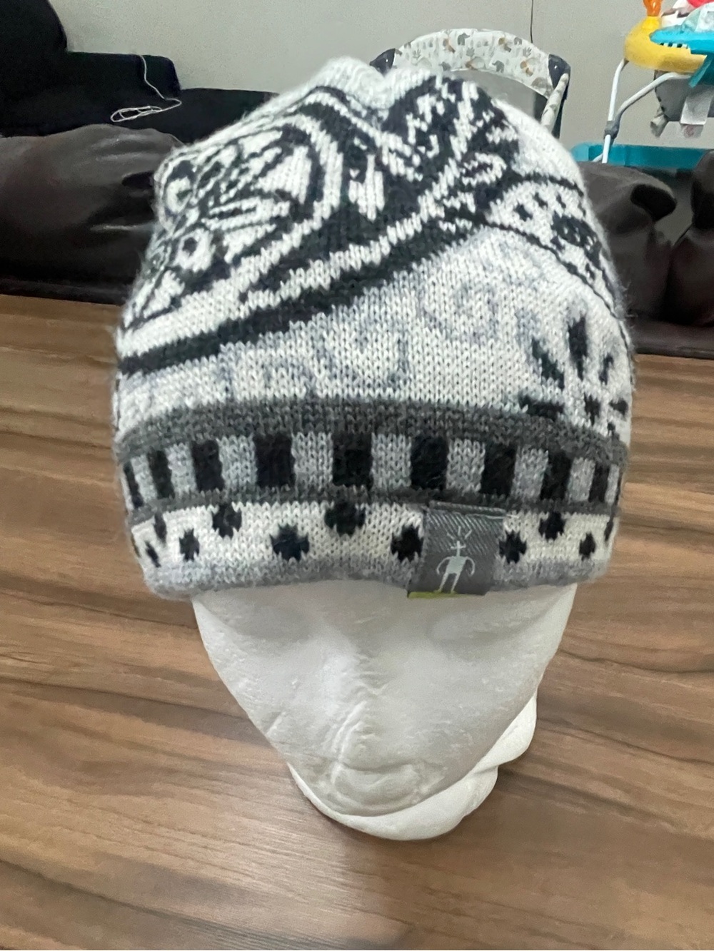 Smartwool Gray and White Patterned Knit Beanie OS